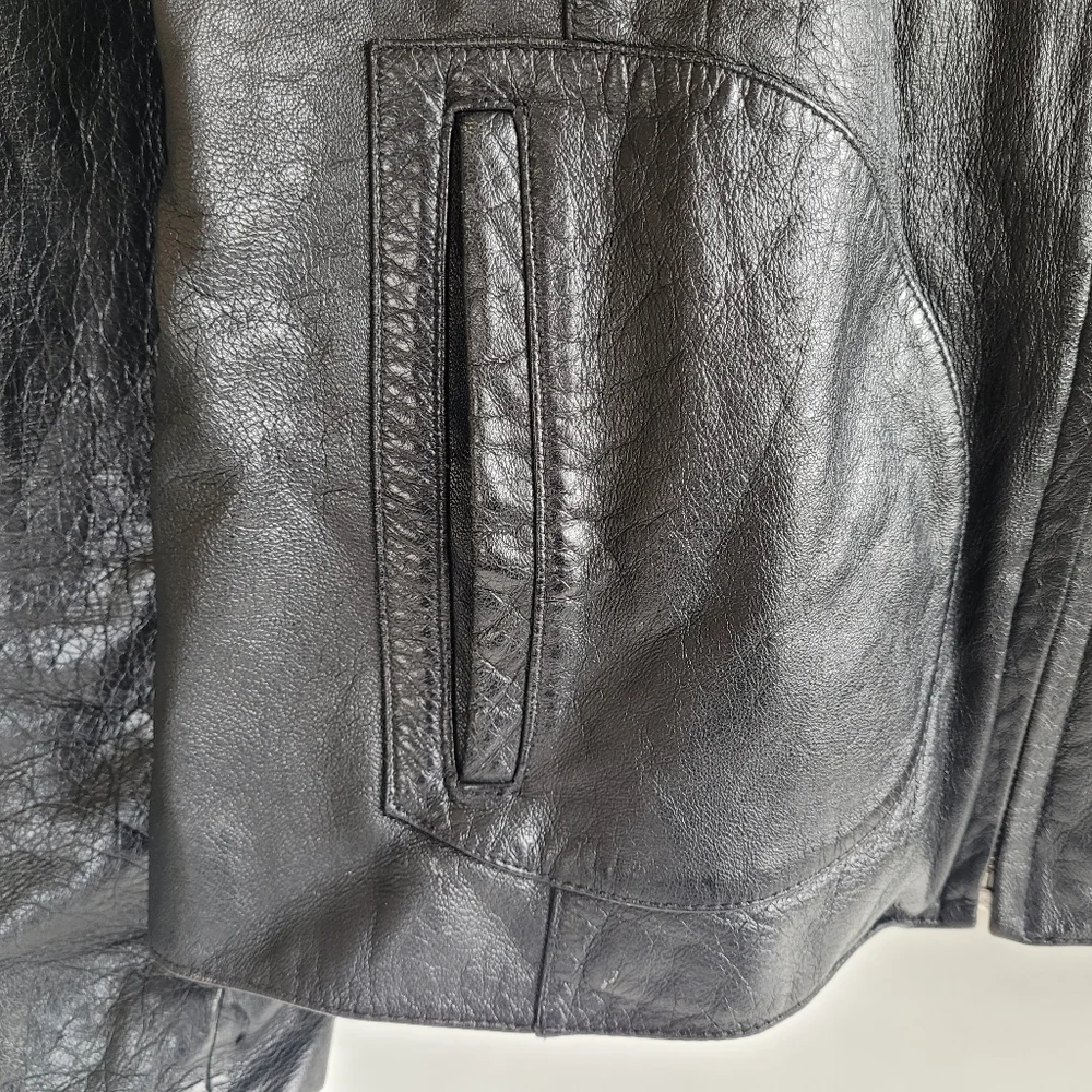 Wilsons Leather Maxima Vintage 100% Leather Jacket Black Womens Large 90s